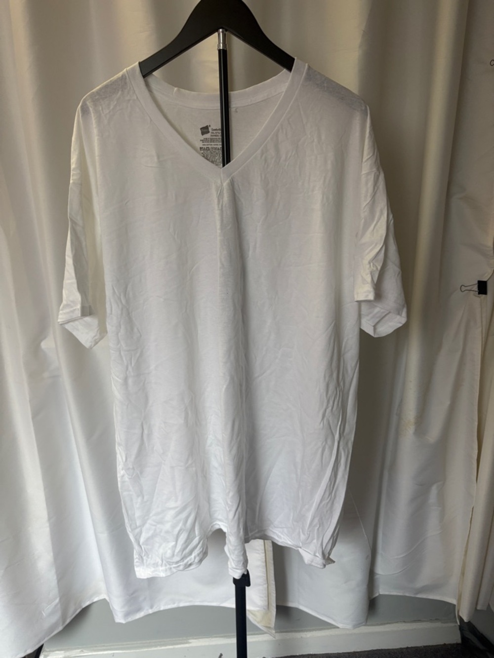 Hanes Men's White V-Neck Short Sleeve Tee